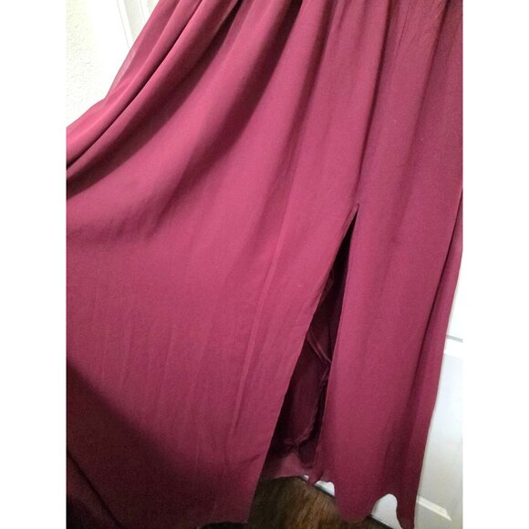 LULUS Elegant Burgundy Maxi Gown Bridesmaid Dress Deep V-Neck & Pleated Bodice S - Picture 6 of 10